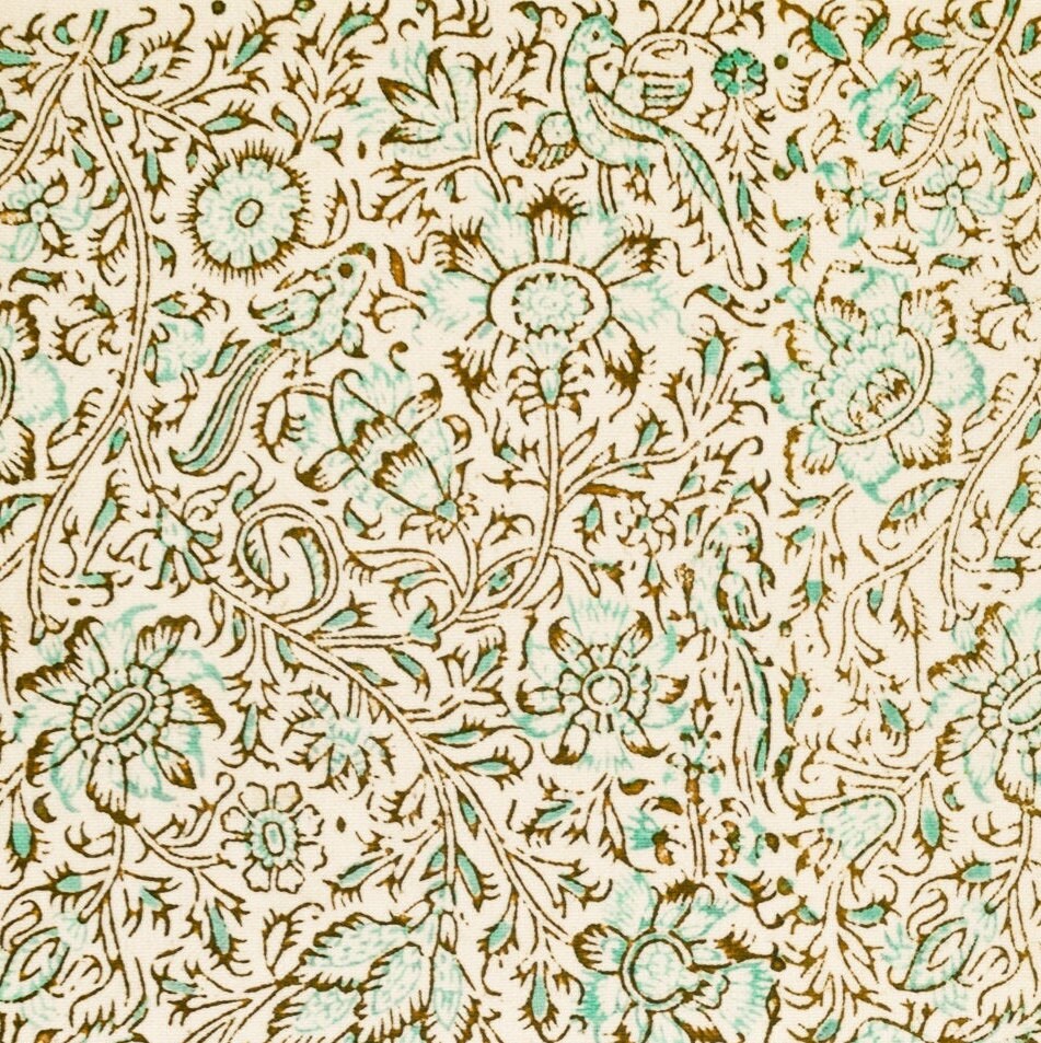 Handmade Bird Foliage Bandana – 22×22″ Organic Cotton Hand Block Printed