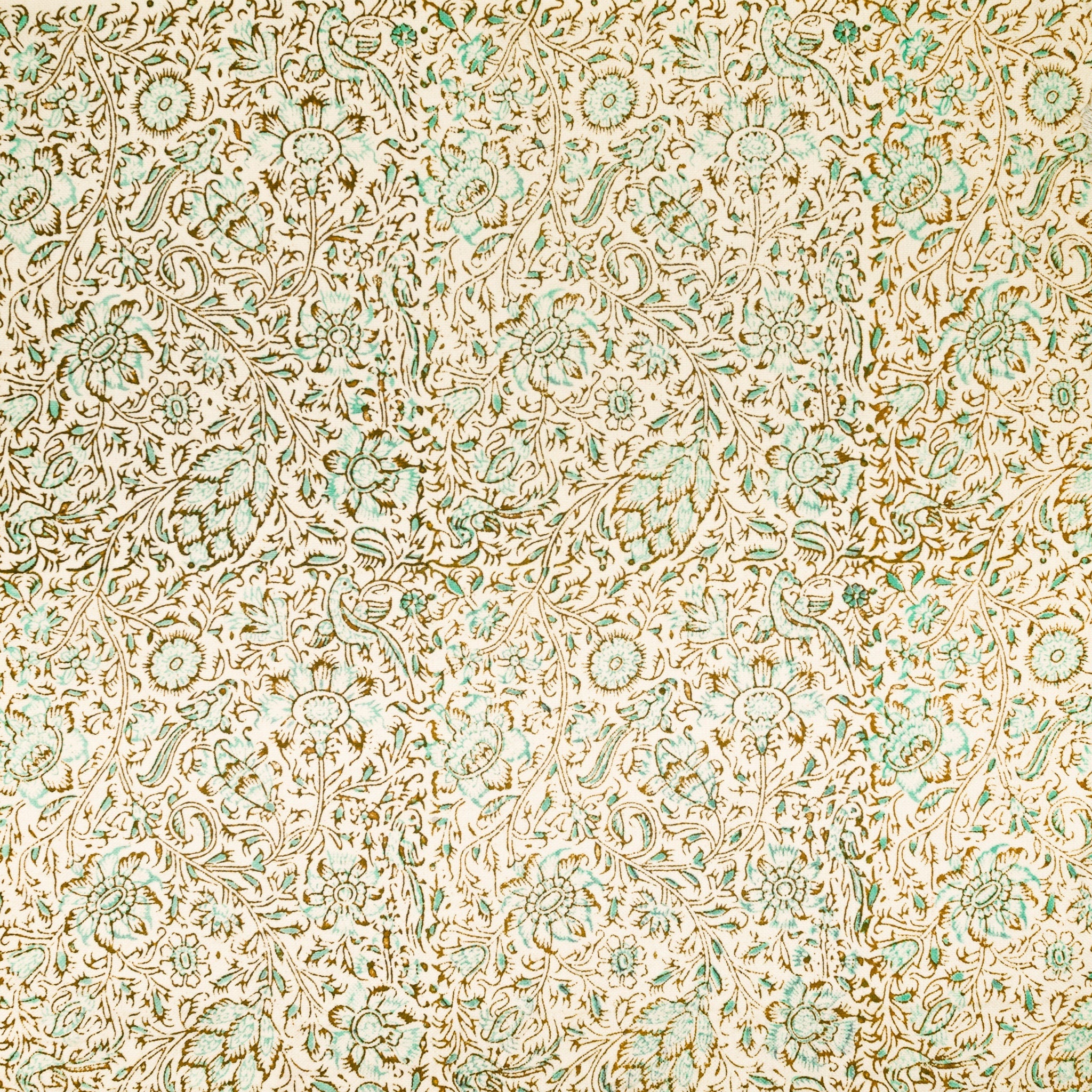 Handmade Bird Foliage Bandana – 22×22″ Organic Cotton Hand Block Printed