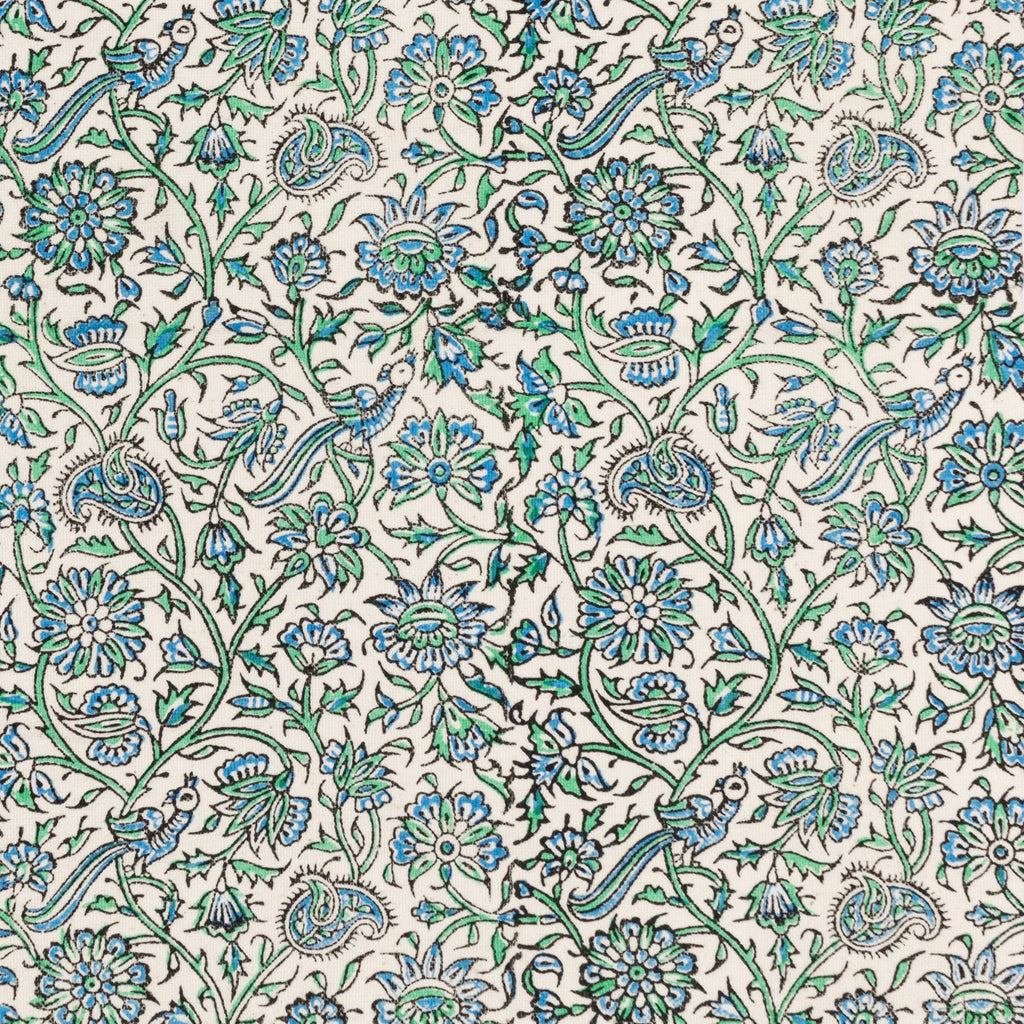 BIRD FOLIAGE TABLECLOTH, Rectangle Hand Block Printed Table Cloth 177×228cm/70×90", Machine Washable Dining Table Cover, Organic Cotton