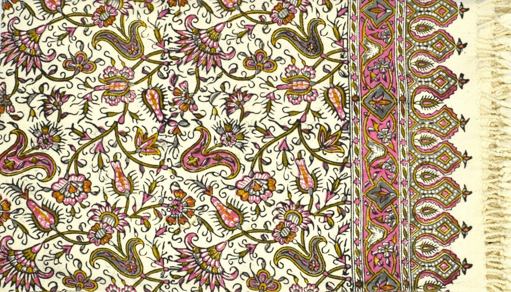 HAND BLOCKPRINTED TABLECLOTH, Square 47x47" & 39x39", Traditional Kalamkari Table Cloth, 100% Organic Cotton Block Print