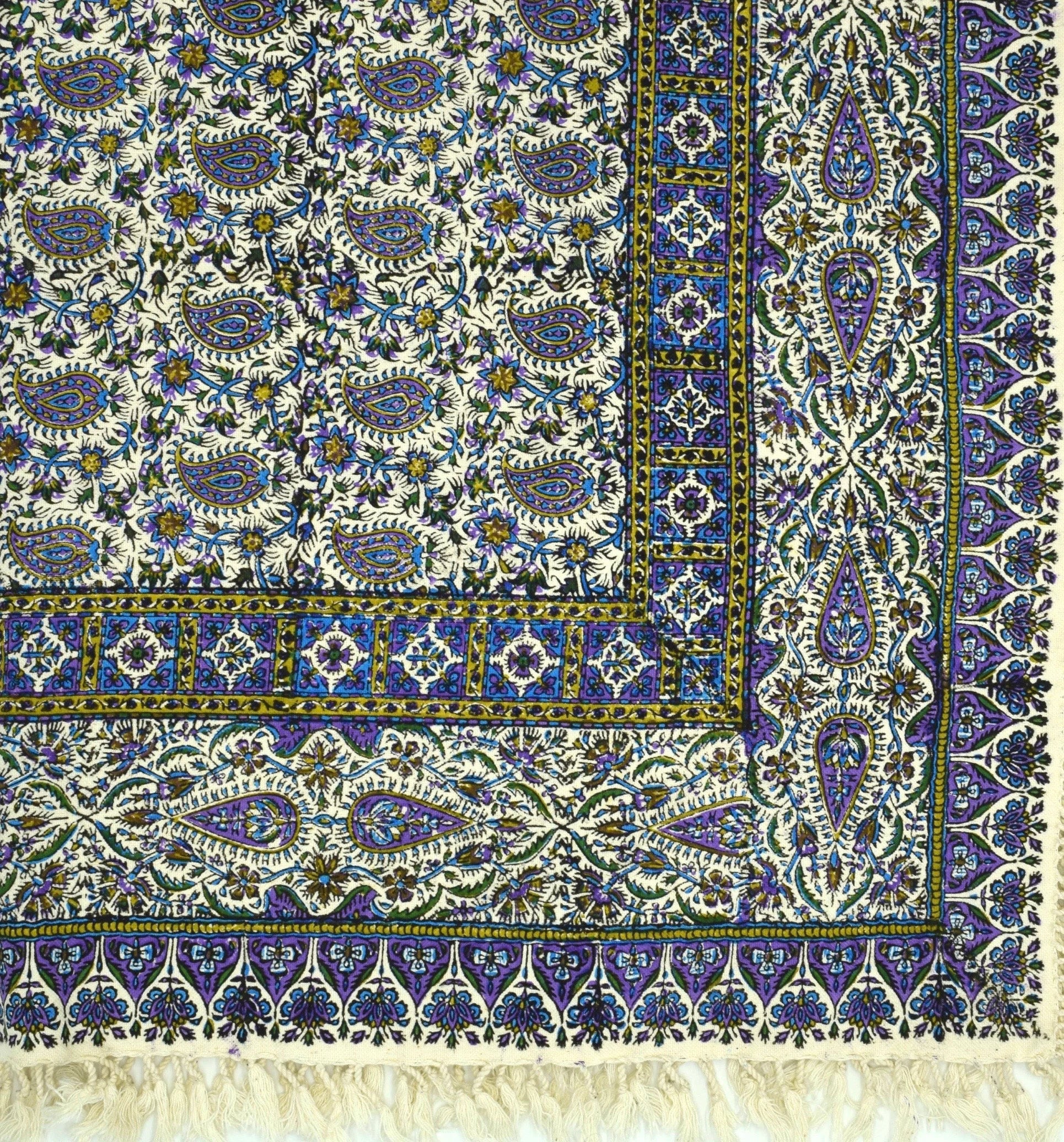 HAND BLOCKPRINTED TABLECLOTH, Square 47x47" & 39x39", Traditional Kalamkari Table Cloth, 100% Organic Cotton Block Print