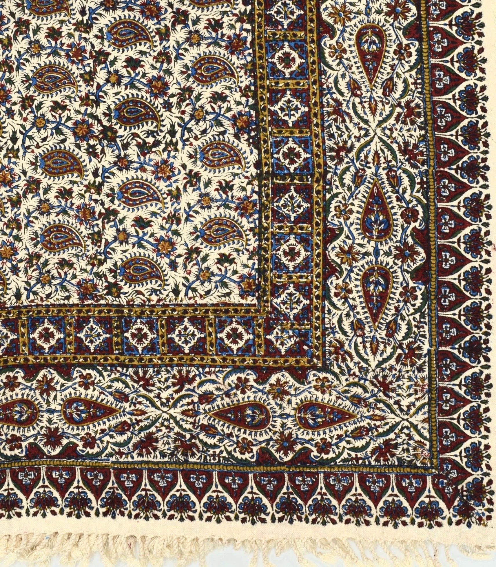 HAND BLOCKPRINTED TABLECLOTH, Square 47x47" & 39x39", Traditional Kalamkari Table Cloth, 100% Organic Cotton Block Print